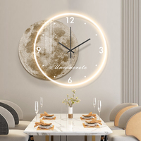Horloge murale LED personnalisée style nordique en acrylique, ultra silencieuse, design lune, décoration intérieure unique, tendance, simple, à affichage unique