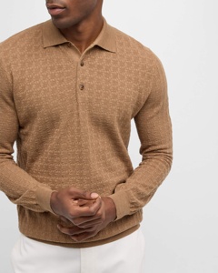 เสื้อสเวตเตอร์โปโลผ้าวูลสำหรับผู้ชายเสื้อสเวตเตอร์ลำลองแขนยาวผ้าฝ้ายออกแบบลายฤดูใบไม้ร่วงได้ตามต้องการ - Product Image 2