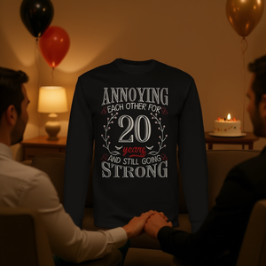 Cansanciándose el uno del otro durante 20 años, camiseta de manga larga para el 20.º aniversario de boda - Product Image 3
