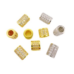 Perles cylindriques micro-incrustées de zircon Lisheng Jewelry en or 14K, couleur inaltérable, grand trou, pour bracelet et collier DIY - Product Image 1