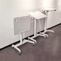 Modern Wheeled Adjustable Eco-Friendly Standing Desk Silent Gas Lift Tilting Desktop Home Office Study Writing Table