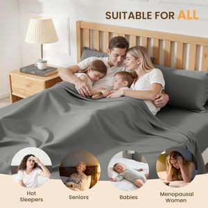 Cooling & Silky Ultra <b>Bamboo</b> Polyester Blend Fabric Deep Fitted <b>Sheet</b> Set 4pcs Extra Deep Pocket Queen Bed <b>Sheets</b> - Product Image 4