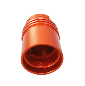 Carcasa cilíndrica roscada de aluminio anodizado naranja, mecanizada por CNC a medida, con ranura superior tubular para piezas de equipos de motocicleta - Product Image 2