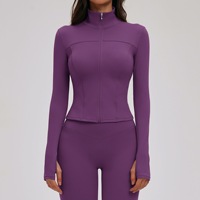Vêtements de sport de fitness, vêtements serrés hautement élastiques, jogging, veste zippée slim, essentiels confortables, hauts à manches longues pour le yoga