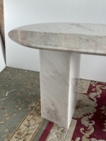 Table console ovale en marbre rose arc-en-ciel, table d'entrée, table de couloir, pieds en marbre, meubles de décoration Wabi de luxe pour la maison