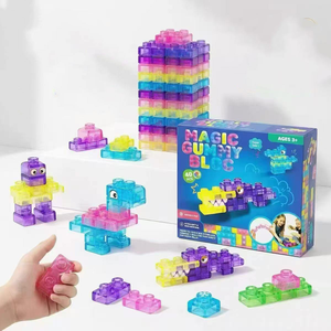 40PCS Soft Jelly Building Blocks - TPR Sensory Construction Toy for Kids Educational Play, Squishy <b>Fidget</b> & STEM Gift - Product Image 2