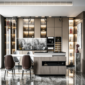 Servicio Integral de Renovación de Cocinas a Medida, Juego Completo de Muebles de <span class=keywords><strong>Cocina</strong></span> Modulares con Electrodomésticos Integrados y Enfriador de Vino - Product Image 2