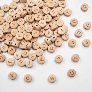 Accesorios de Joyería DIY de 15 mm, Letras Impresas en Madera de Haya Ecológica para Pulseras, Cuentas Sueltas Hechas a Mano - Product Image 1