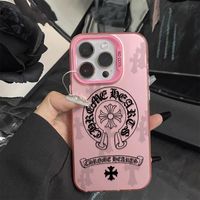 Coque de téléphone tendance à motif de dessin animé pour iPhone 17/16/15/14/13/12/11/Pro/Pro Max/Plus, étui rigide antichoc double couche à motif croisé argenté