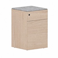 Meuble de rangement mobile sur roulettes à 2 tiroirs avec serrure à clé, dessus gris moucheté, pour bureau