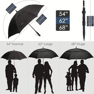 Paraguas de Golf de Doble Toldo Ventilado de 62/68 Pulgadas, Gran Tamaño, Apertura Automática, para Deportes al Aire Libre, Viajes, Hombres y Mujeres - Product Image 2