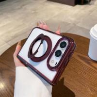 Étui de protection transparent magnétique rotatif avec anneau pour iPhone DUO, dégradé, antichoc, compatible avec les téléphones pliables