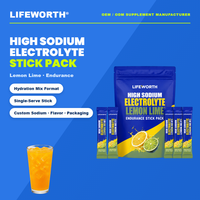 LIFEWORTH Mélange de poudre instantanée de citron et de lime, riche en électrolytes (sodium et potassium), pour l'hydratation sportive et l'apport énergétique