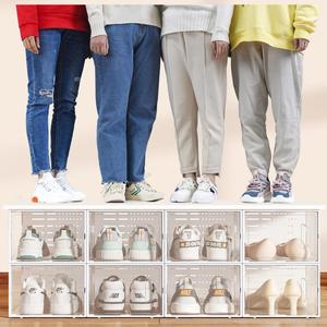 Boîte à chaussures empilable en plastique transparente, caisses à baskets combinables, boîte à chaussures pliable en plastique avec porte magnétique BT-390 - Product Image 4