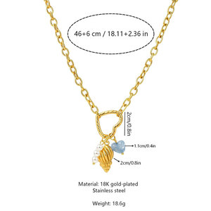 Collares de Moda Hawaiana de Verano, Joyería de Acero Inoxidable 316L, Collar de Conchas Marinas Chapado en Oro de 14k y 18k para Mujer - Product Image 6
