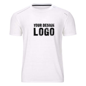 T-shirt pour homme en polyester respirant et à séchage rapide, coupe ajustée décontractée pour l'été, idéal pour la course à pied, la salle de sport et le sport, faible MOQ, personnalisable - Product Image 1