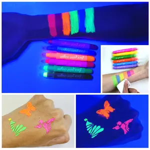 Free Sample Body Art UV Neon Glow In The Dark Facepaint Silky Gel Skin Water Washable Kids England And Face Paint Crayon Stick