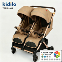 Poussette double légère et pliable Kidilo pour jumeaux, inclinable à plat, pour tout-petits, nouveau-nés et nourrissons