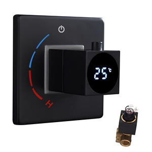 Corps de vanne de <span class=keywords><strong>douche</strong></span> dissimulé numérique en cuivre noir Mélangeur mural à motif de pulvérisation de pluie avec robinets de <span class=keywords><strong>douche</strong></span> de bain à noyau en céramique encastrés - Product Image 1