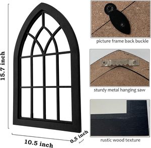 <strong>Gothic</strong> Arched Window Wall <strong>Mirror</strong> Rustic Farmhouse Accent <strong>Mirror</strong> Wood Framed Entry <strong>Mirror</strong> - Product Image 3