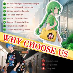 Pin Electrónico Divertido con Pantalla IPS, Material que Permite Transferir Fotos/<span class=keywords><strong>GIF</strong></span>/Vídeos, Botón Táctil, Ideal para Mochilas - Product Image 2