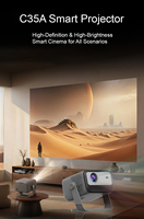 Projecteur intelligent 500 ANSI Lumens, résolution native 1080P, WiFi 6, Bluetooth, mise au point automatique, correction automatique de la distorsion trapézoïdale, décodage 4K, projecteur de cinéma maison