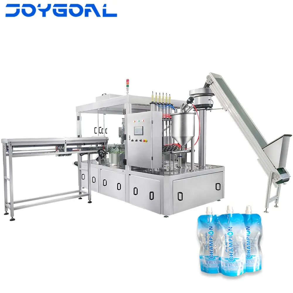 Automatic strawberry wine in stand up pouch with spout/suction nozzle filling and capping machine