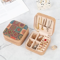 Nouvelle boîte à bijoux haut de gamme en liège rétro, boucles d'oreilles pour femmes, colliers, bagues, boîte de rangement d'accessoires, boîte à bijoux portable exquise