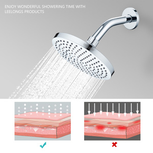 Pommeau de douche fixe-Douche de pluie ronde en plastique chromé à haute pression de 6 pouces avec boule pivotante réglable pour salle de bain - Product Image 4