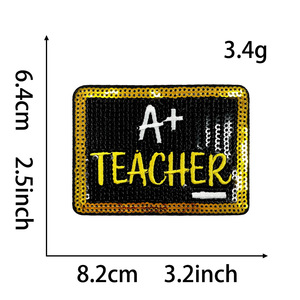Parches <span class=keywords><strong>de</strong></span> lentejuelas termoadhesivos para profesores, parches <span class=keywords><strong>de</strong></span> pizarra con <span class=keywords><strong>la</strong></span> inscripción 'A+' para profesores, apliques bordados <span class=keywords><strong>de</strong></span> espíritu escolar para bolsos y chaquetas, al por mayor - Product Image 6