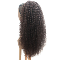 Nouveautés Perruque Queue de Cheval Longue Cheveux Synthétiques Frisés Kinky avec Pince et Cordon de Serrage pour Femme Noire
