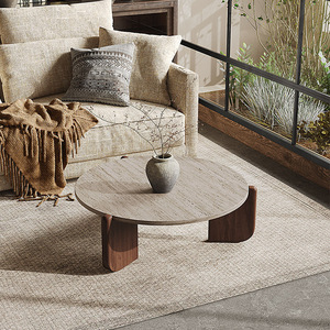 Tavolino da Caffè e Tè in Legno Massello Minimalista e Durevole, Design Tradizionale per Soggiorno, Arredamento per Piccoli Spazi, Circolare - Product Image 2