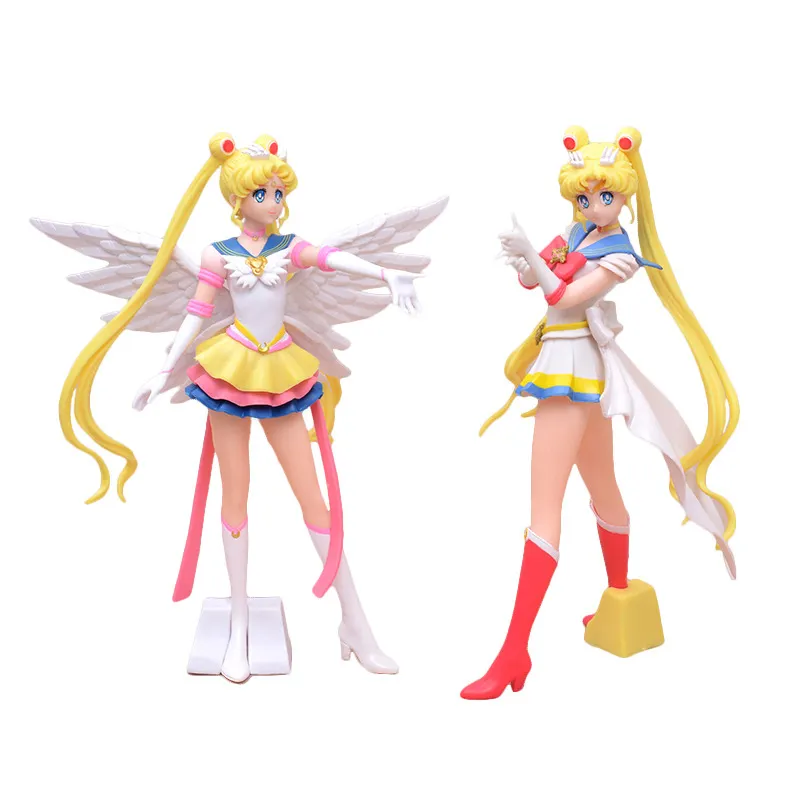 2pcs/set 23CM Sailor Moon Girl For Gifts Cartoon Character Model Collection Anime PVC Figure Toy