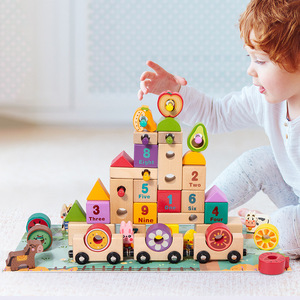 Cross-border Early Education 40-Piece Large-grain Cartoon Animal Cognition Assembly Wooden <b>Building</b> <b>Blocks</b> Farm Fruit - Product Image 2