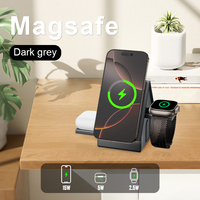 OEM ODM 15W 3 en 1, lumière de nuit à commande tactile, chargeur sans fil rétractable, support pour téléphone, montre et écouteurs