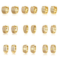 Aretes de Aro, Joyería al por Mayor, Variedad de Diseños, Huggies Dorados, Circonita Cúbica de Colores, Pequeños Aros Chapados en Oro de 18K