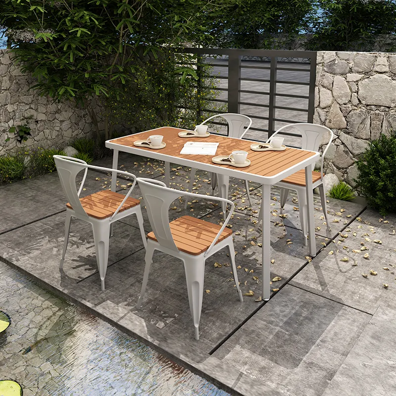 Patio Plastic Wood Outdoor Dining Table And Chairs outdoor tables and chairs set for garden