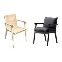 Chaise de salle à manger en chêne massif de style nordique Wabi-Sabi pour la maison moderne et le bureau