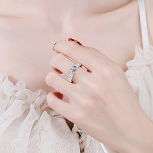 แหวนเพชรโมอิสสีเงินสเตอร์ลิงประดับ925สำหรับงานหมั้น - Product Image 2