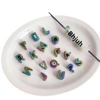 BELLEWORLD Perles acryliques alphabet plaquées UV personnalisées, 26 lettres, grand trou, perles lâches, accessoires de fabrication de bijoux DIY, vente chaude