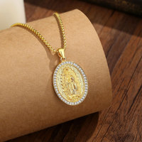 Merryshine Amulette Religieuse Sacré Catholique Protection Cadeaux Vintage Vierge Marie Pendentif Bijoux Catholiques pour Hommes
