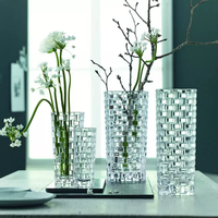Vase en verre moderne écologique de haute qualité en cristal clair grand Vase à fleurs réversible glaçure transparente Unique nouveau Vase de sol