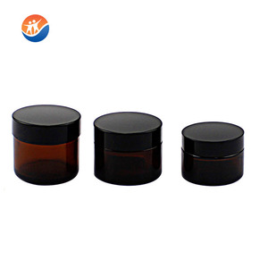 <span class=keywords><strong>Set</strong></span> di Vasetti in Vetro Color Ambra per Cosmetici, Vuoti, con Tappo a Vite e Serigrafia - Product Image 1