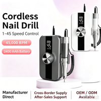 Machine à ongles électrique sans fil professionnelle 30W 45000 tr/min, perceuse à ongles portable 2400mAh, OEM/ODM