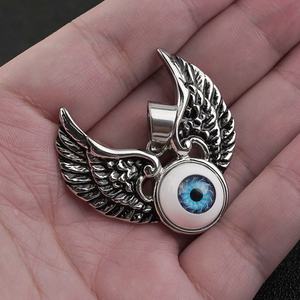 สร้อยคอจี้รูปนกอินทรีสแตนเลสสตีลประดับเพชร สไตล์เรโทร พังก์ ฮิปฮอป สีเทอร์ควอยซ์ สำหรับทุกเพศ - Product Image 3