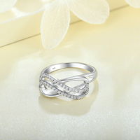 Bague infini torsadée en argent sterling 925 pour femme, pavée de cristaux entrecroisés, bijou de promesse de mariage