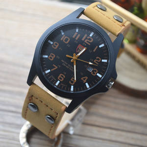 Ccw313 Quartz Chronograaf Zwarte Wijzerplaat Mannen Polshorloges Kalender Lederen Band Mannen Grote Wijzerplaat Quartz Horloge Mannen Horloge - Product Image 1