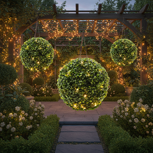 Solar LED Hanging Grass Ball Light Plastic Artificial Plant Decorative Lighting For Outdoor Wedding Garden Yard Solar Light