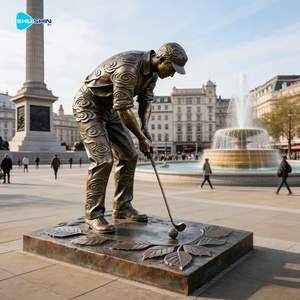Estátuas Artísticas de Golfistas em Bronze com Padrão Decorativo, Tamanho Personalizado para Jardim Externo, Praça e Paisagismo Urbano - Product Image 3