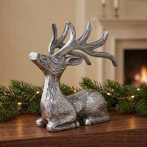 Silver Deer Figurine Handmade Metal Animal Sculpture Tabletop Decor <b>Christmas</b> Ornament Living Room Decoration - Product Image 3